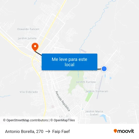 Antonio Borella, 270 to Faip Faef map