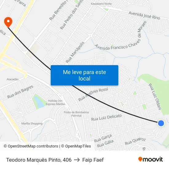 Teodoro Marquês Pinto, 406 to Faip Faef map