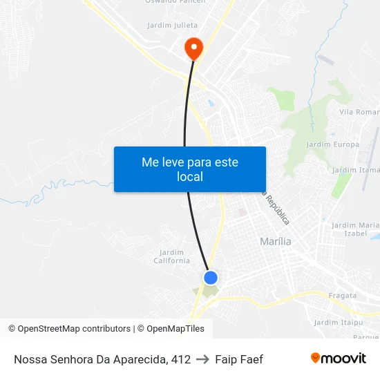 Nossa Senhora Da Aparecida, 412 to Faip Faef map