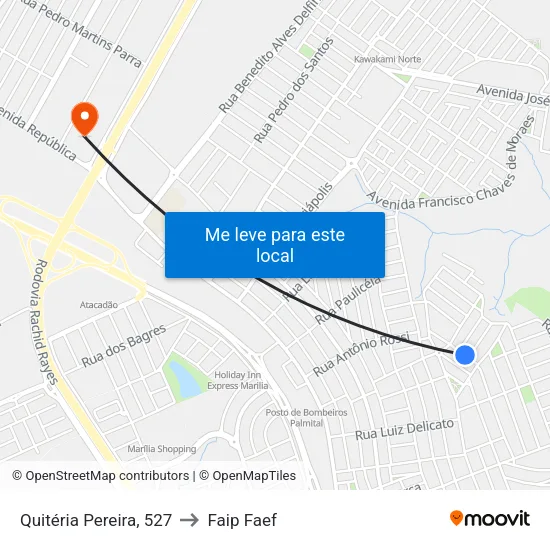 Quitéria Pereira, 527 to Faip Faef map