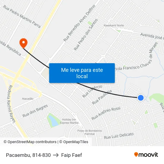 Pacaembu, 814-830 to Faip Faef map