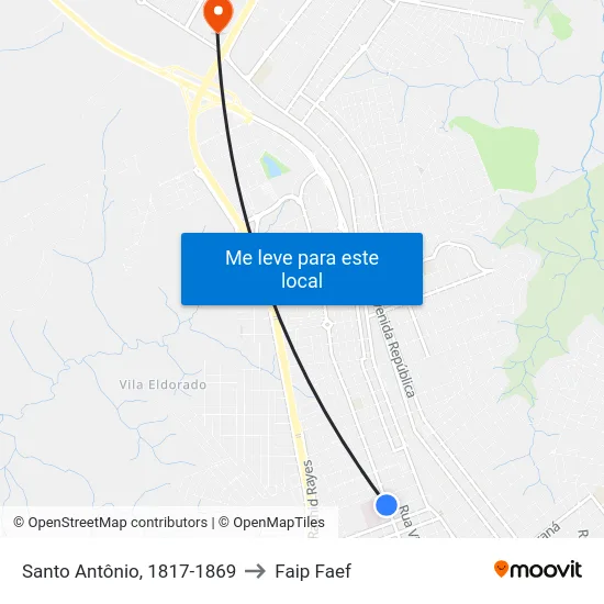 Santo Antônio, 1817-1869 to Faip Faef map