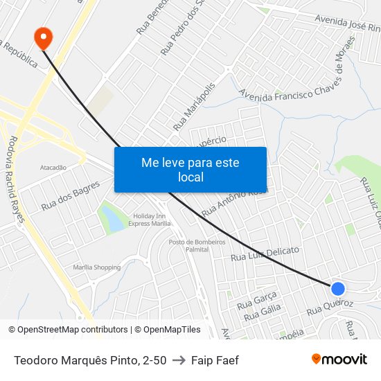 Teodoro Marquês Pinto, 2-50 to Faip Faef map