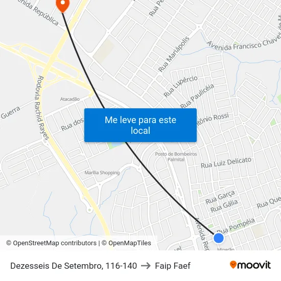 Dezesseis De Setembro, 116-140 to Faip Faef map