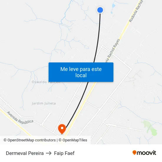 Dermeval Pereira to Faip Faef map