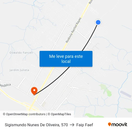 Sigismundo Nunes De Oliveira, 570 to Faip Faef map