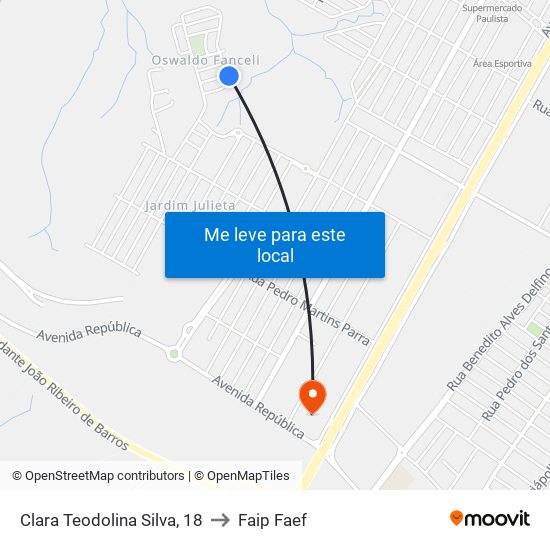 Clara Teodolina Silva, 18 to Faip Faef map