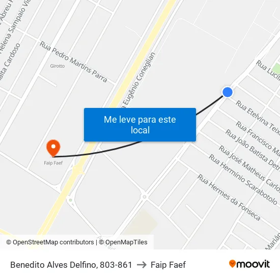 Benedito Alves Delfino, 803-861 to Faip Faef map