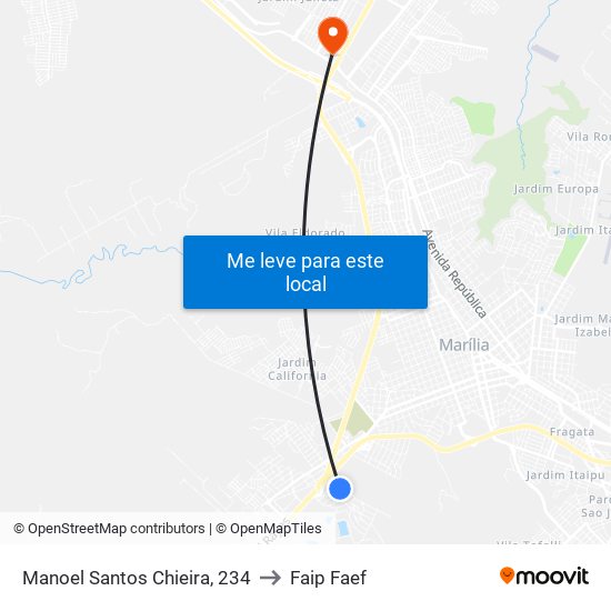 Manoel Santos Chieira, 234 to Faip Faef map