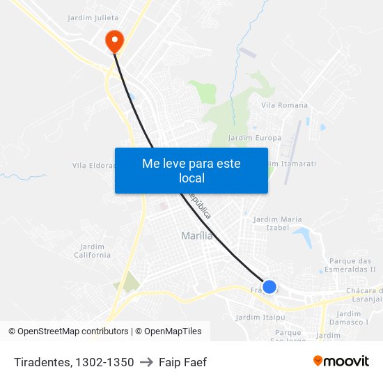 Tiradentes, 1302-1350 to Faip Faef map