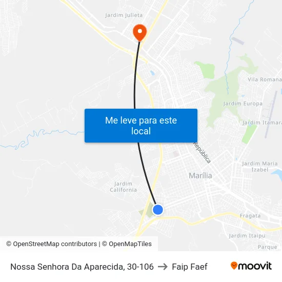Nossa Senhora Da Aparecida, 30-106 to Faip Faef map