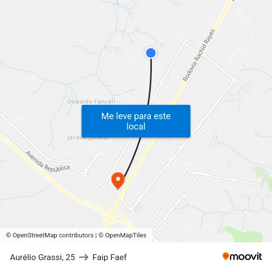 Aurélio Grassi, 25 to Faip Faef map