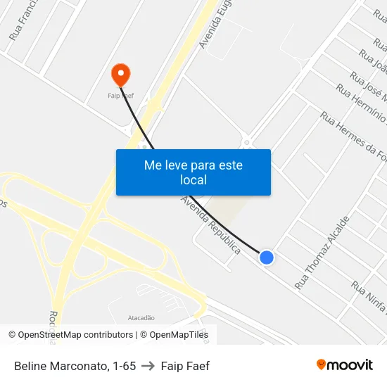 Beline Marconato, 1-65 to Faip Faef map