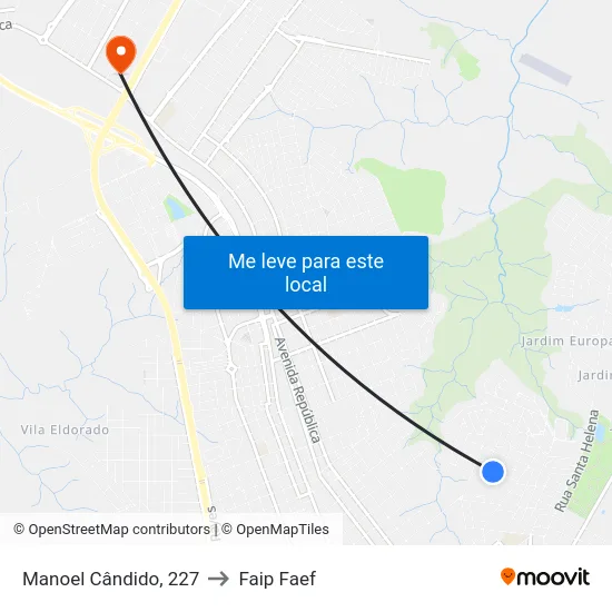 Manoel Cândido, 227 to Faip Faef map