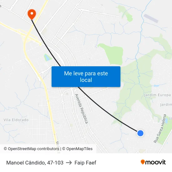 Manoel Cândido, 47-103 to Faip Faef map