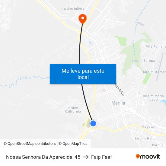 Nossa Senhora Da Aparecida, 45 to Faip Faef map