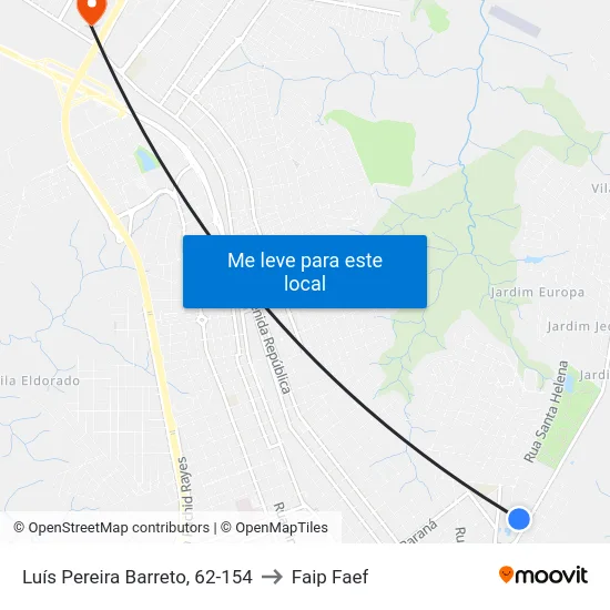 Luís Pereira Barreto, 62-154 to Faip Faef map