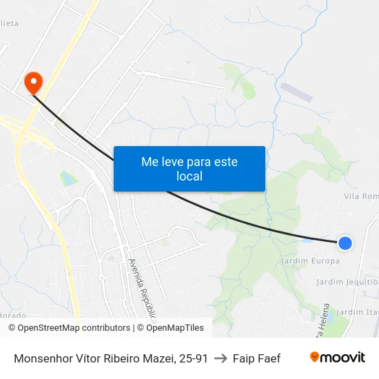Monsenhor Vítor Ribeiro Mazei, 25-91 to Faip Faef map