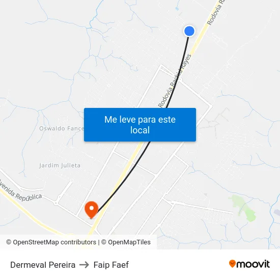 Dermeval Pereira to Faip Faef map