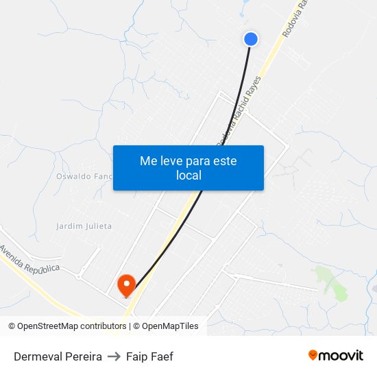 Dermeval Pereira to Faip Faef map