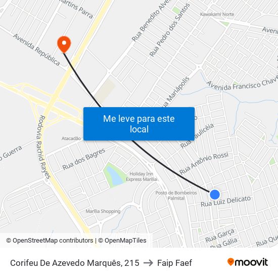 Corifeu De Azevedo Marquês, 215 to Faip Faef map