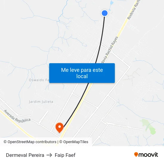 Dermeval Pereira to Faip Faef map