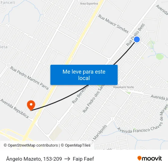 Ângelo Mazeto, 153-209 to Faip Faef map