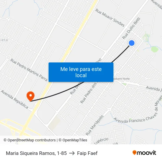 Maria Siqueira Ramos, 1-85 to Faip Faef map