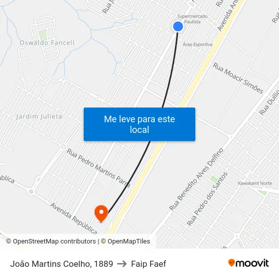 João Martins Coelho, 1889 to Faip Faef map