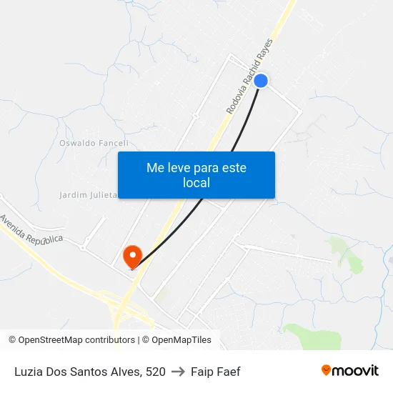 Luzia Dos Santos Alves, 520 to Faip Faef map