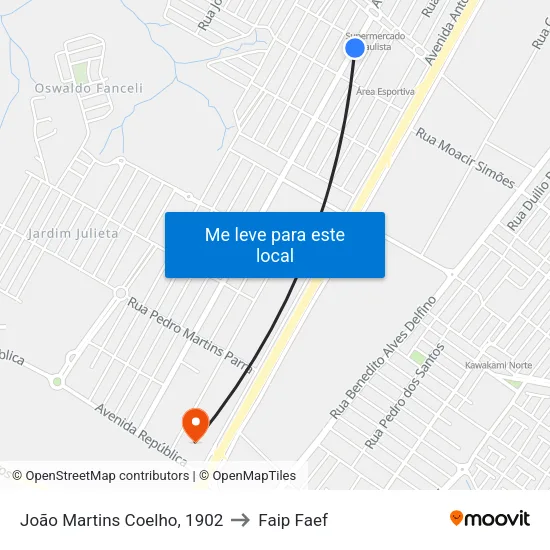João Martins Coelho, 1902 to Faip Faef map