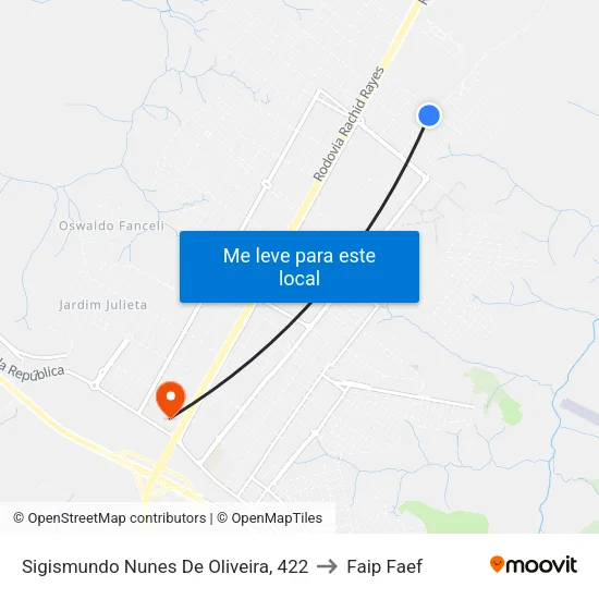 Sigismundo Nunes De Oliveira, 422 to Faip Faef map