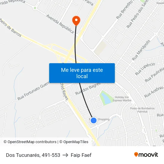 Dos Tucunarés, 491-553 to Faip Faef map