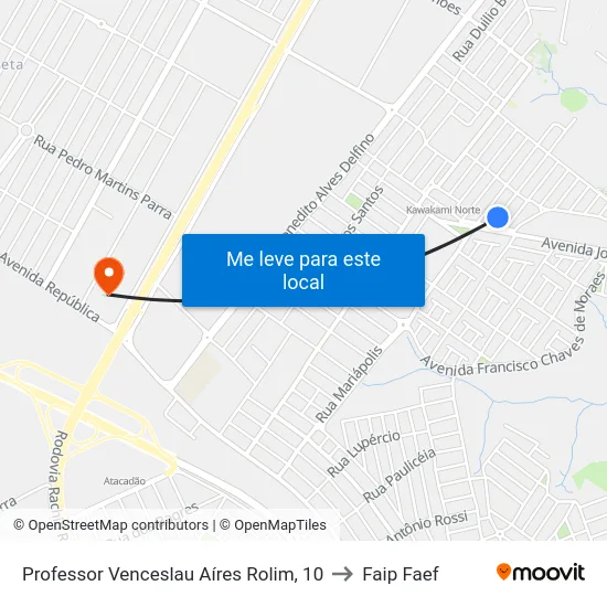 Professor Venceslau Aíres Rolim, 10 to Faip Faef map