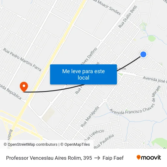 Professor Venceslau Aíres Rolim, 395 to Faip Faef map