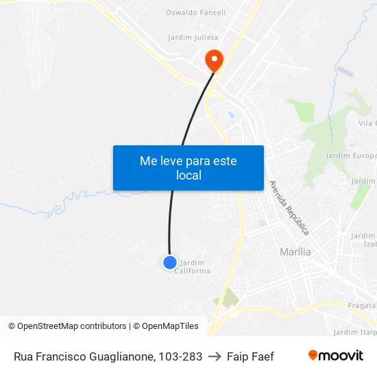 Rua Francisco Guaglianone, 103-283 to Faip Faef map