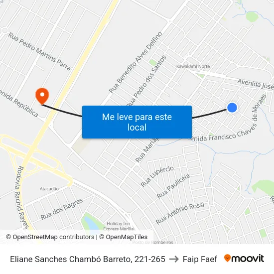 Eliane Sanches Chambó Barreto, 221-265 to Faip Faef map