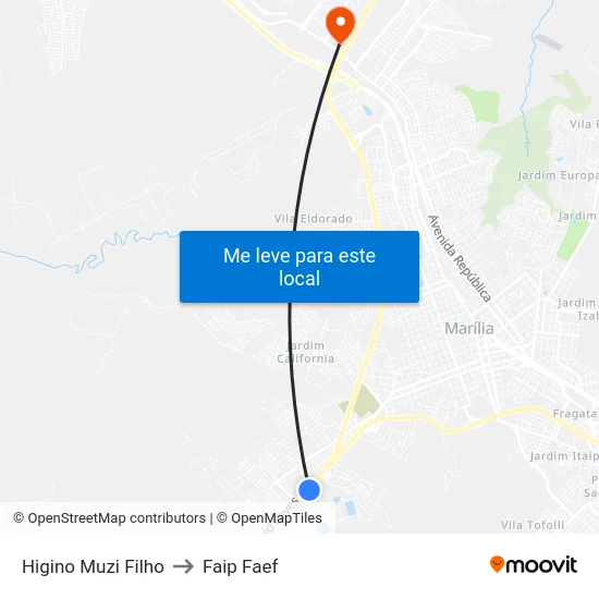 Higino Muzi Filho to Faip Faef map