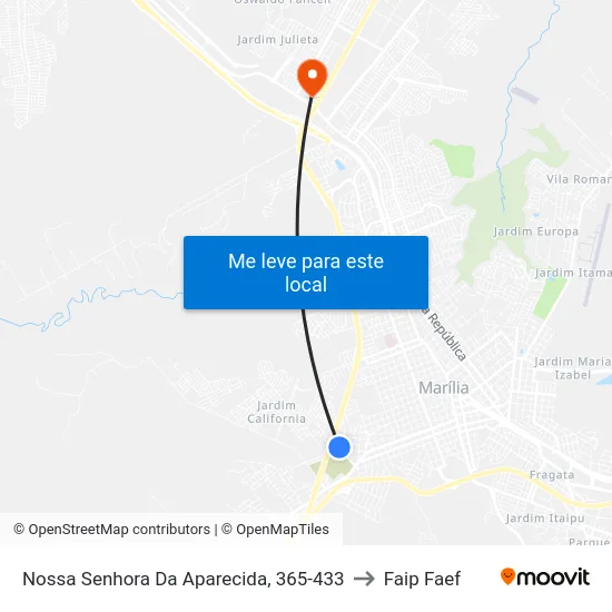 Nossa Senhora Da Aparecida, 365-433 to Faip Faef map