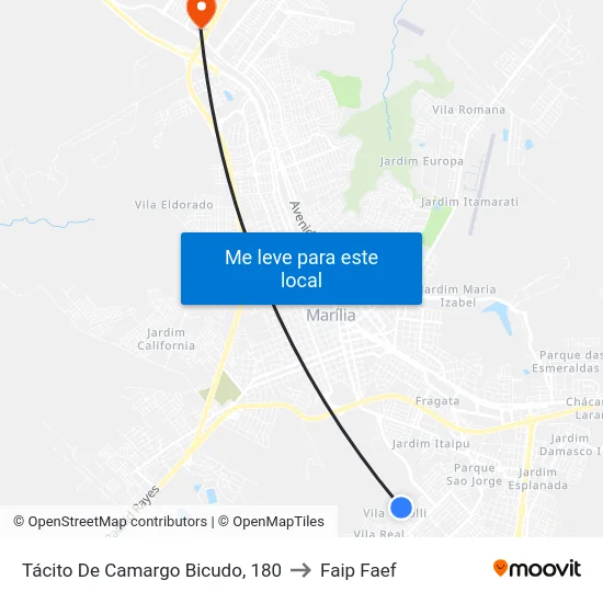 Tácito De Camargo Bicudo, 180 to Faip Faef map