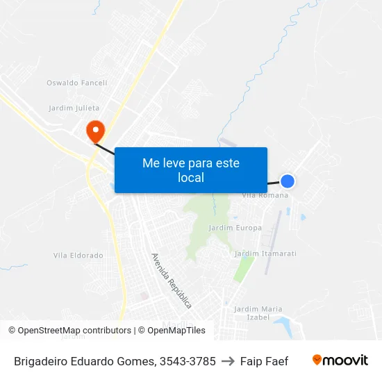 Brigadeiro Eduardo Gomes, 3543-3785 to Faip Faef map