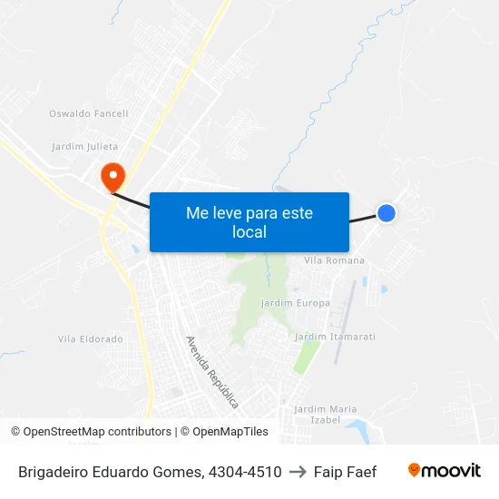 Brigadeiro Eduardo Gomes, 4304-4510 to Faip Faef map