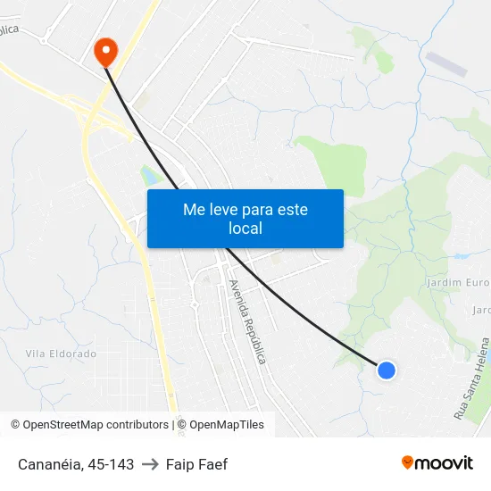Cananéia, 45-143 to Faip Faef map