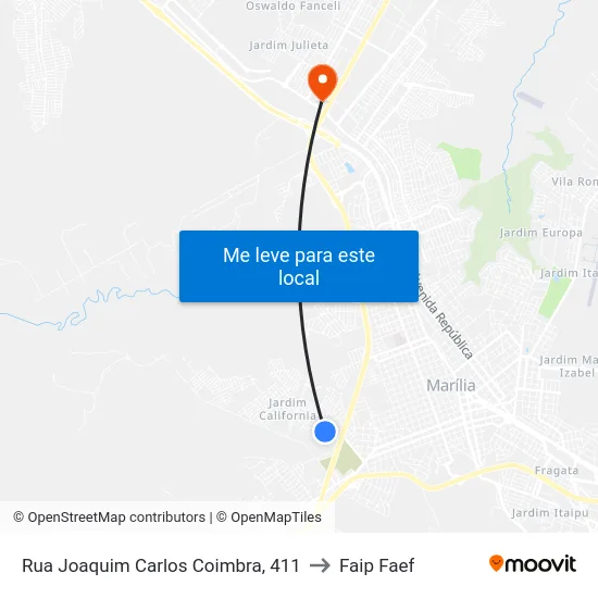 Rua Joaquim Carlos Coimbra, 411 to Faip Faef map