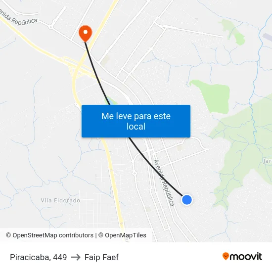 Piracicaba, 449 to Faip Faef map