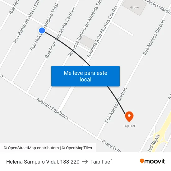 Helena Sampaio Vidal, 188-220 to Faip Faef map