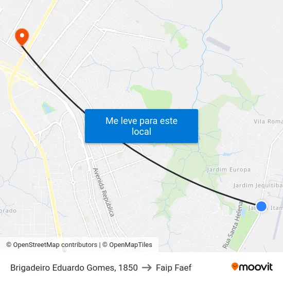 Brigadeiro Eduardo Gomes, 1850 to Faip Faef map
