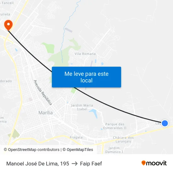 Manoel José De Lima, 195 to Faip Faef map