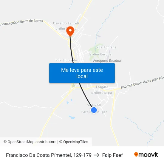 Francisco Da Costa Pímentel, 129-179 to Faip Faef map