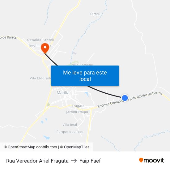 Rua Vereador Ariel Fragata to Faip Faef map